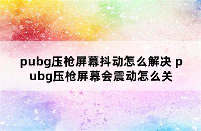 pubg压枪屏幕抖动怎么解决 pubg压枪屏幕会震动怎么关